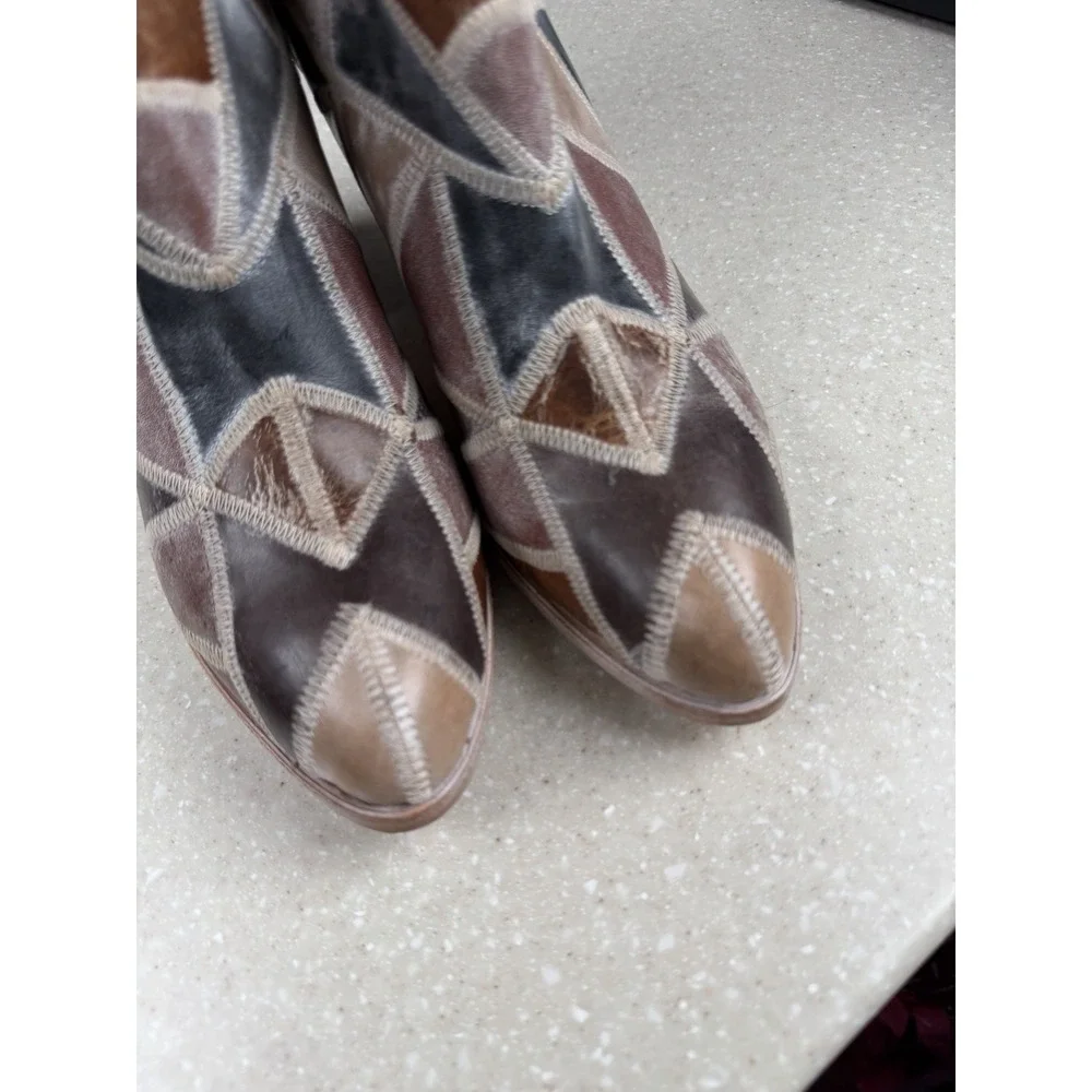 Freebird‎ By Steven Steel Patchwork Leather Western Boho Ankle Boots Women's 11
